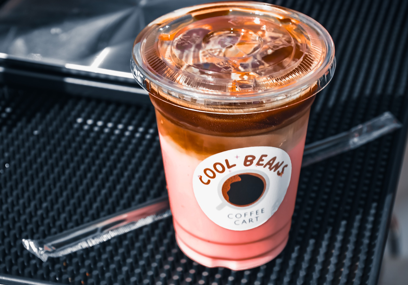 Pink iced latte from Cool Beans